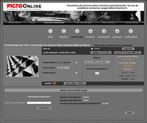 Interface de commande de "Picto Tirage Direct"